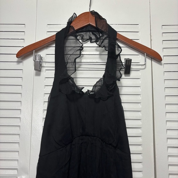 Amsale Black Silk Full Length Formal Sleeveless Halter Dress Women’s Size 6 - Picture 2 of 8